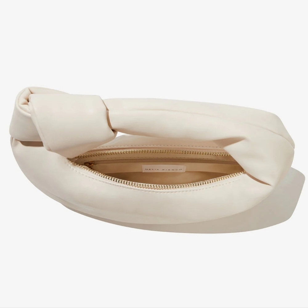 🌿 Melie Bianco Cream Knot Croissant Hand/Wrist/Clutch ~ NWT - Picture 3 of 12